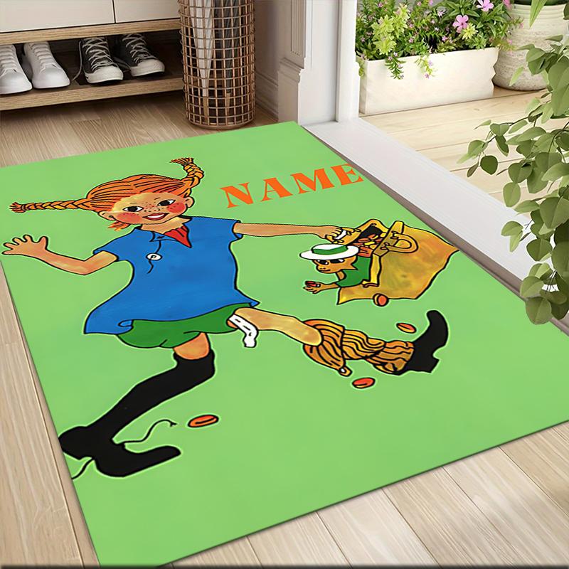 Custom Name Pippi Horse Adventure Carpet Rug Customizable Soft Washable Anti-Slip Home Living Room Sofa Mats Personalized Rug. 0909326