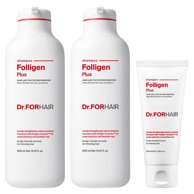 Dr. Pour Cheveux Polygen Plus Shampoo Anti-Chute 500ml x 2p + 100ml 1.1L, 500ml x 2 pads