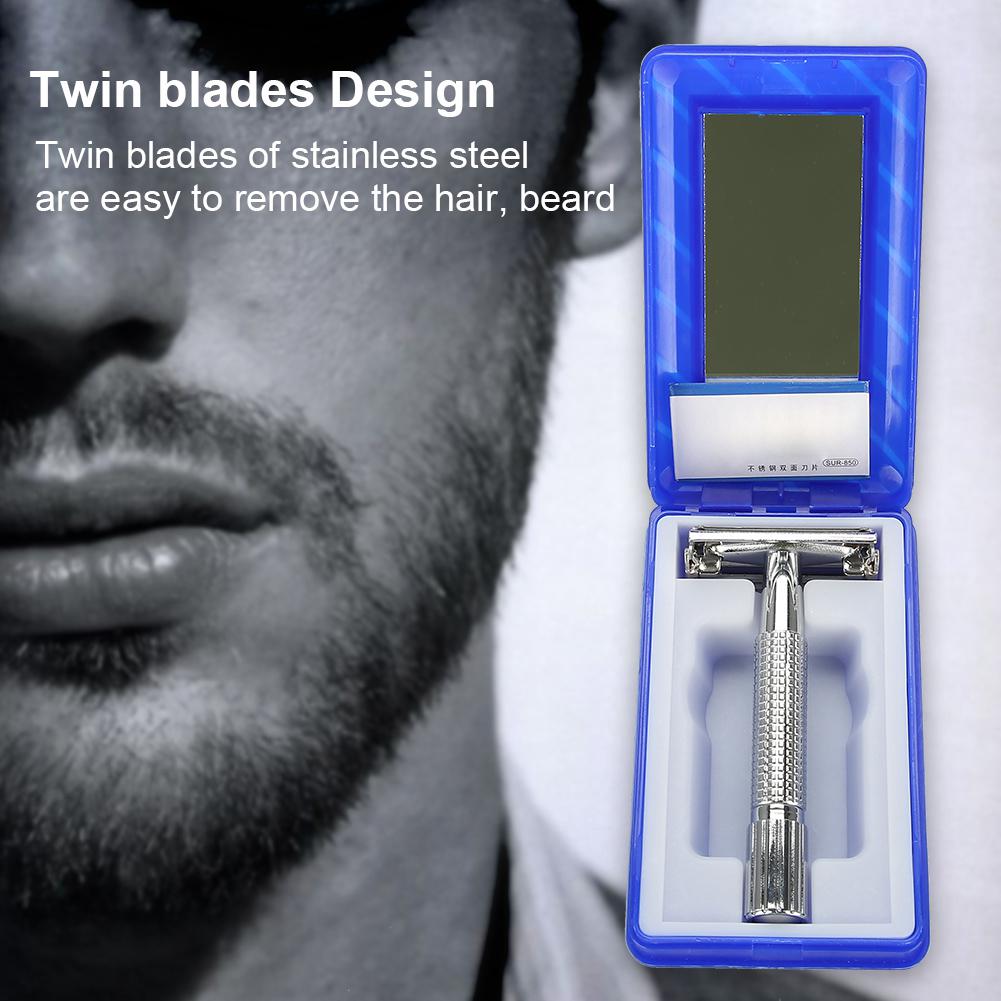 Manual Mens Razor Classic Straight Double Edge Blade Beard Shaver with Case