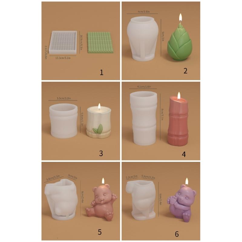Creative Panda Shape Candle Molds Bamboo Silicone Molds Cake Decorating Tools Silicone Crafts Moulds for Hand-Making