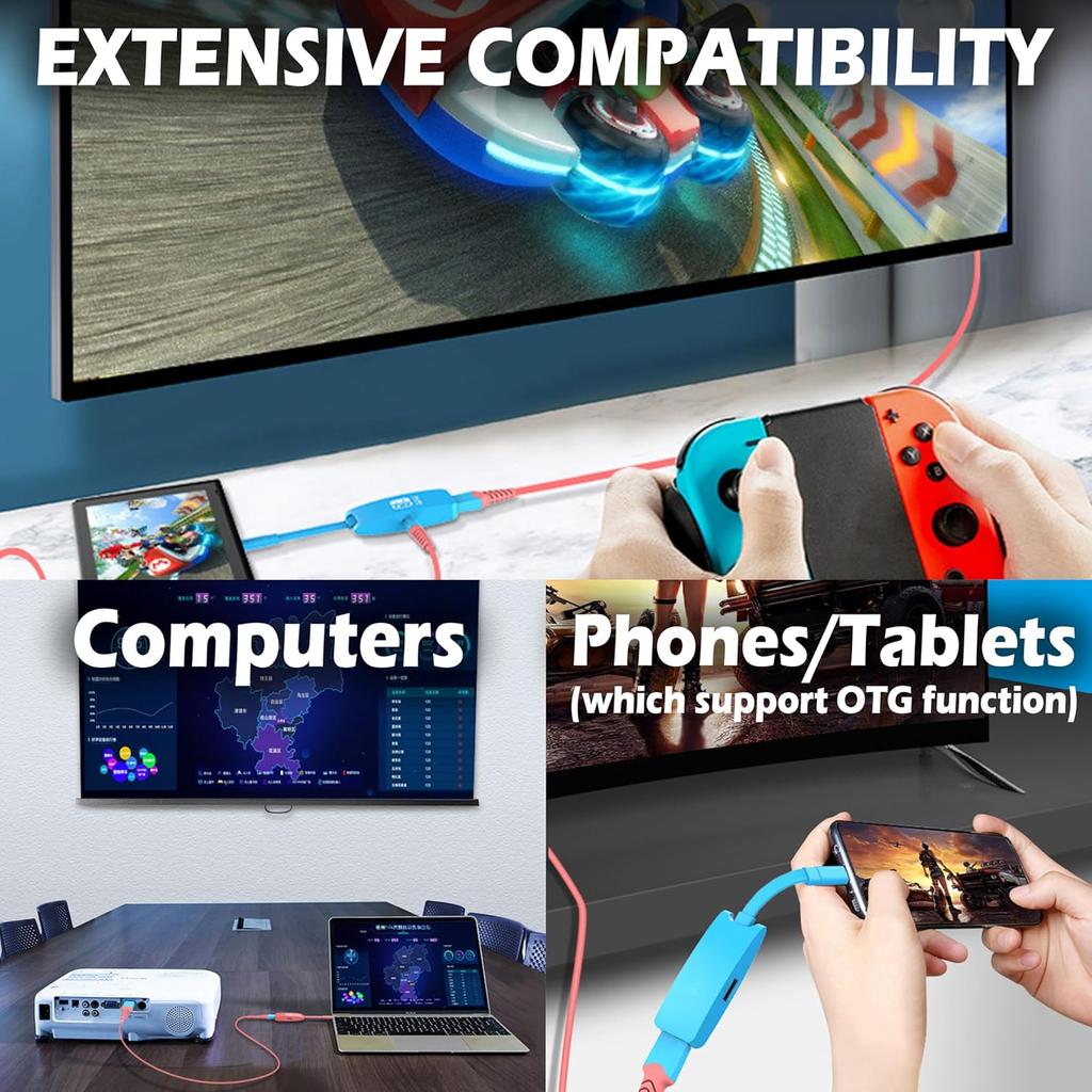 Switch HDMI Dock Adapter Compatible with Nintendo Switch/Switch OLED, Mini Portable USB-C to 4K HDMI USB Port TV Dock Charging Docking Station Base