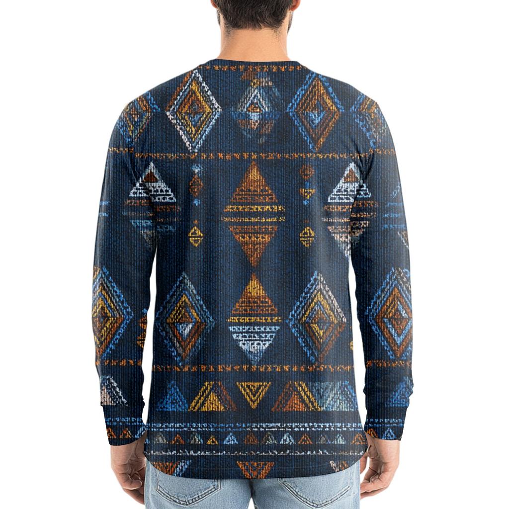 Herren V-Ausschnitt Lässig Mode Bedrucktes Langarm T-Shirt Top