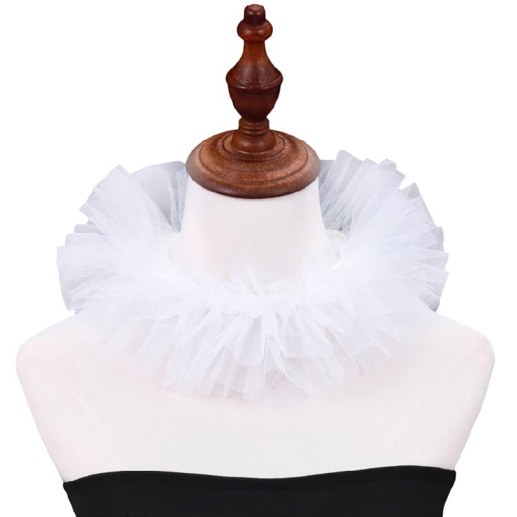 Vintage Renaissances Ruffled Mesh False Collar Victorian Gothic Neck Ruff Shawl Scarf Costume Cosplay Props for Women