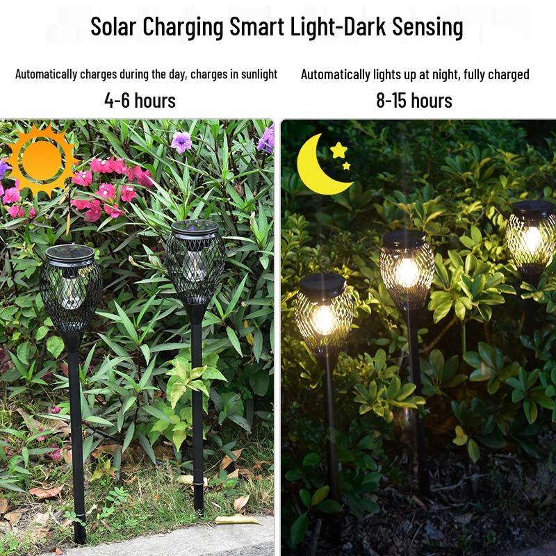 Solar Powered Vintage Bulb Lawn Lights (4-Pack, Warm Light)