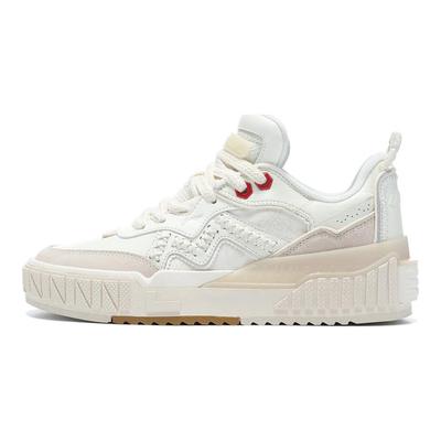 Li Ning 001 Unblock Non-Slip Wear-Resistant Low-Top Skate Shoes Women Sneakers Vanilla-White Eggshell-Gray AGCT002-1