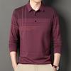 Long Sleeve Striped Polo Shirt, Stylish Casual Men's Top