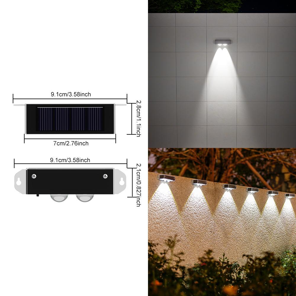 1-4 Lens Brighter Solar Fence Lights Outdoor 4 Pack Wall Light Waterproof Garden Lamp Solar Powered for Outside Pathway Yard