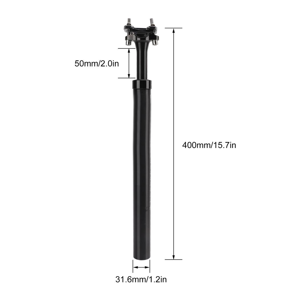 LUNJE Mountain Bike Suspension Seatpost Shock Tube 31.6x400mm Aluminum Alloy Black