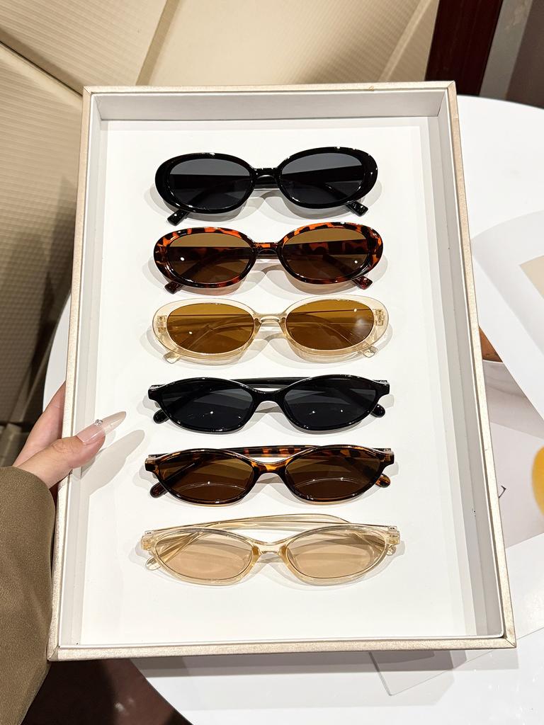 6Pcs European and American Retro Fashion Small Oval Frame Sunglasses for Both Men and Women, Stylish and Versatile