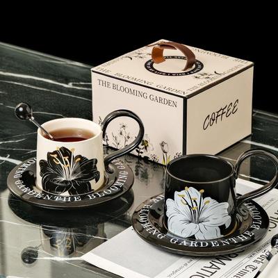 Luxury Retro Ceramic Coffee Cup & Saucer: High-End Afternoon Tea Mug Gift Set