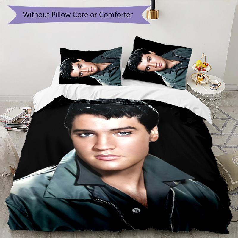 Elvis 3pcs Bedding Set Duvet Cover Closure Includes 1 Duvet Cover & 2 Pillowcases for All Seasons Bedroom Home Dorm Decor