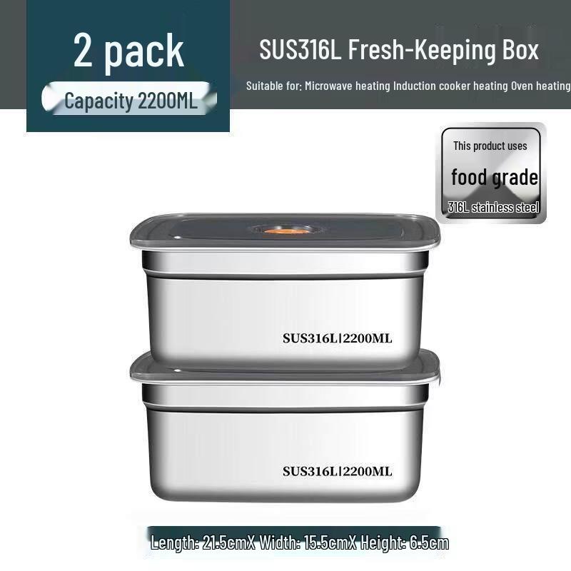 Eco-Friendly 2200ml Wheat Straw Food Storage Containers - 2 Pack