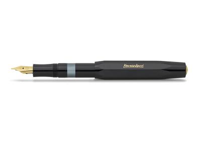 Kaweco Classic Sport Fountain Medium Rotating Officially Imported Pen, Nib, Black/Gold, 11000336, Suction,