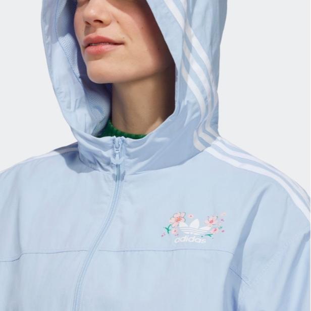 Adidas Originals Trefoil Logo Letter Print Striped Pattern Hooded Jacket Women Jacket Light-Pink Blue IP3769