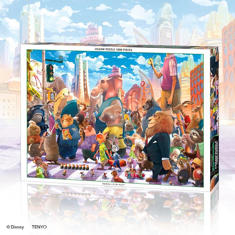 Tenyo [Made in Japan] 1000-piece jigsaw puzzle, Disney Crosswalk (Zootopia) (51x73.5cm) D-1000-904, includes glue, spatula, and service card.