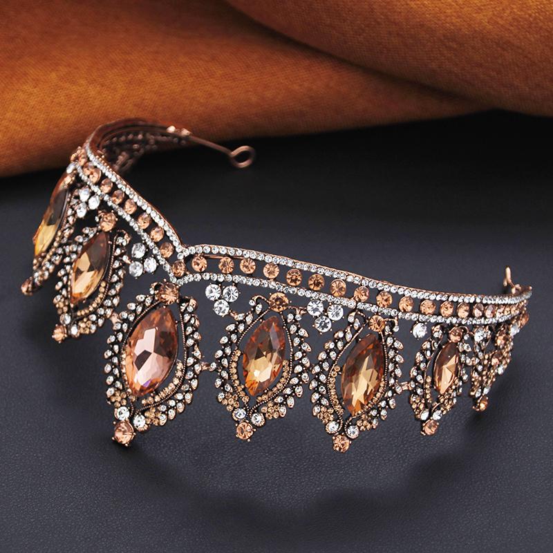 Antique Copper Wedding Crown Bridal Tiaras and Crowns Hair Jewelry Pageant Party Headdress Gifts Head Ornaments