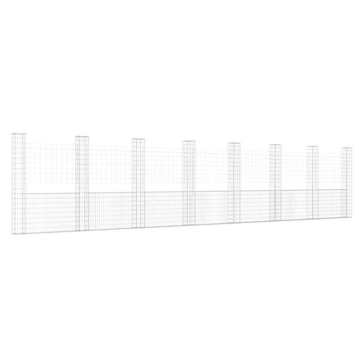 VidaXL Panier de Gabion en Forme de U avec 8 Poteaux Barrière de Jardin Clôture en Mur de Panier Décoration Extérieur Fer 151295