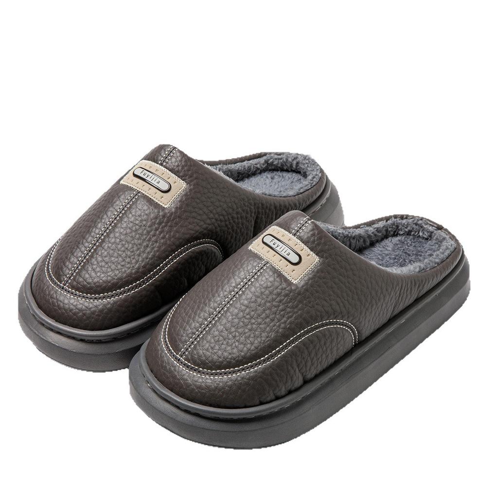 Winter new cotton slippers men's extra large size home interior non-slip warm thick bottom piled thickened cotton slippers men