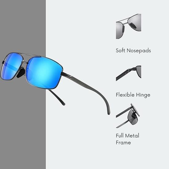 4Flaunt Full Rim Rectangular Trending and Stylish Polarized Sunglasses For Men & Women | Polarized & 100% UV400 Protected Lens