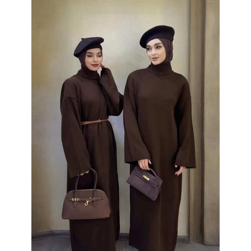 In Stock 2024 Autumn New Cross-Border European and American Foreign Trade Women clothes Knitted Turtleneck sweater Temperament Fashion Dress Women