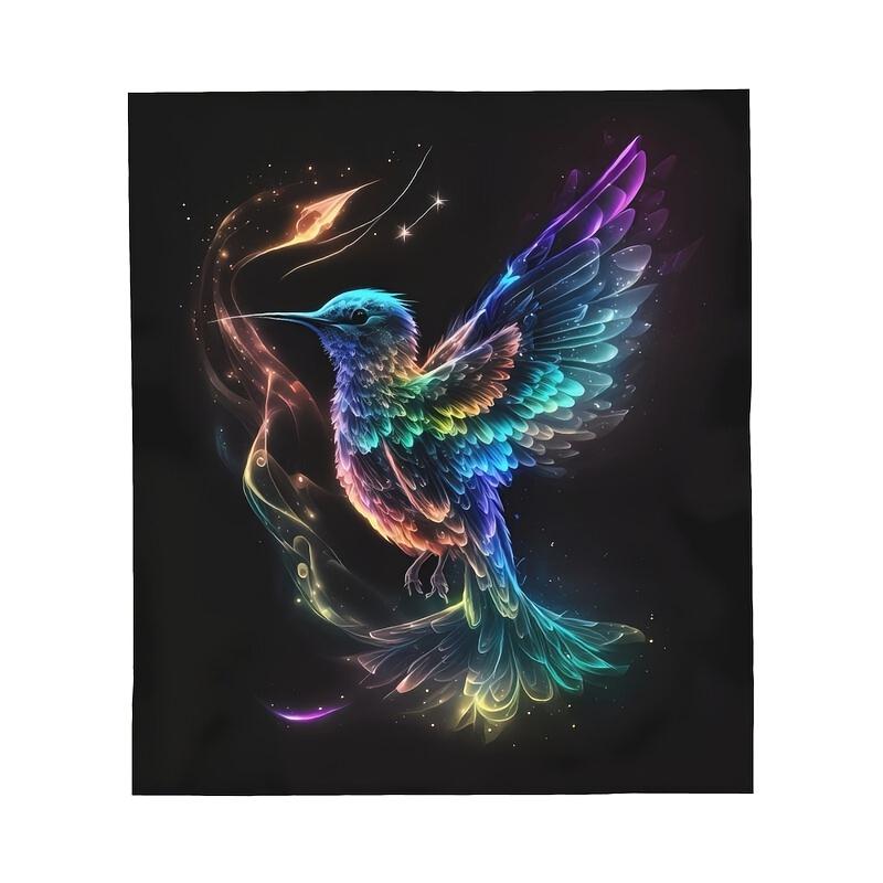 Cozy Hummingbird Print Flannel Throw Blanket-SoftWarm Versatile for CouchBedOfficeCamping All-Season Gift Idea,Blanket,Nap,Multi