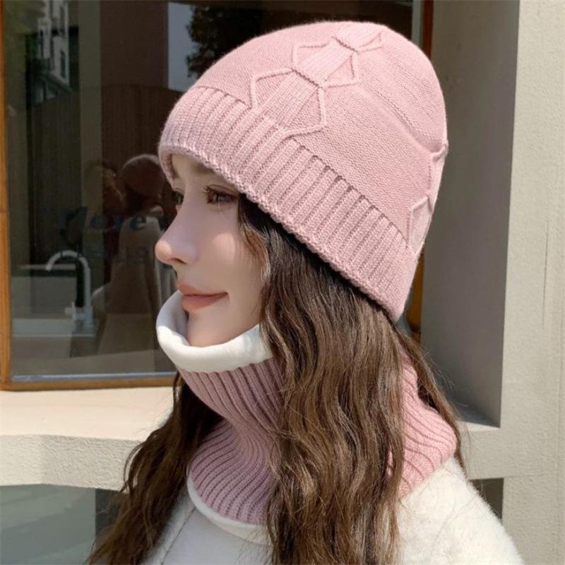 Wool Hat Women's Autumn and Winter Tide Warm Fleece Knitted Hat Cycling Cover Confinement Hat Cold Protection Ear Hat