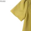 ZANZEA Women Splice V-Neck Summer Casual Short Sleeve Dress