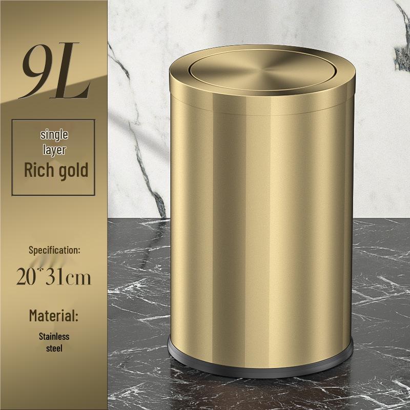 Stainless Steel Swing Lid Trash Can for Home and Kitchen, Light Luxury Design for Bathroom and Living Room.