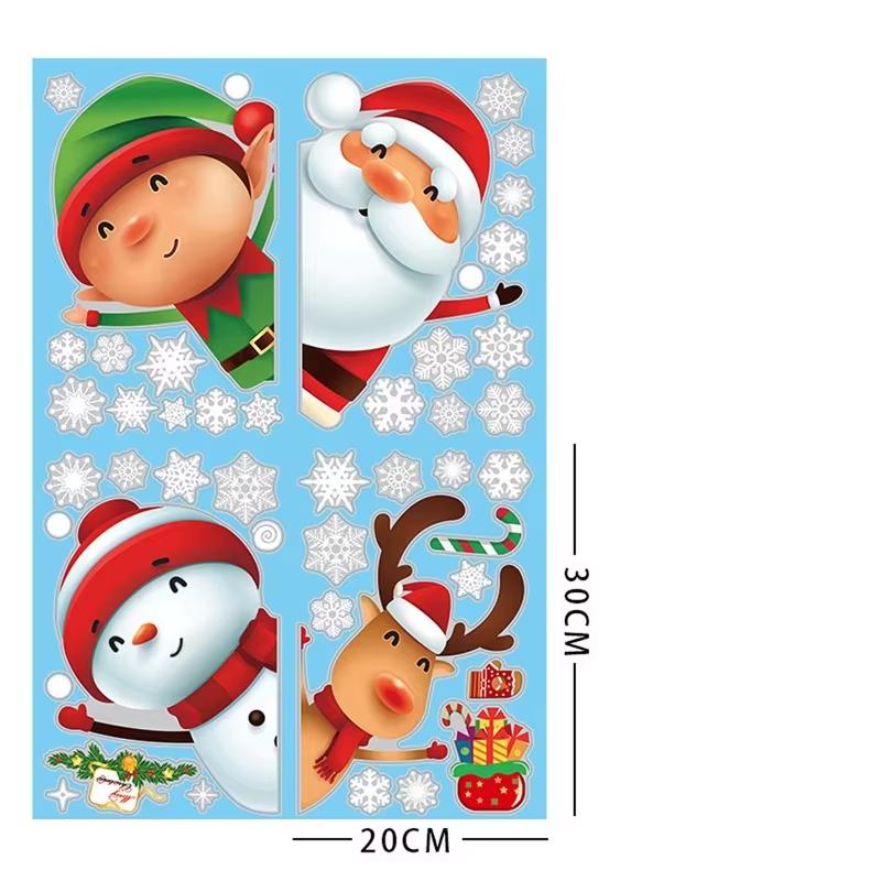 Christmas Window Stickers Santa Claus Wall Stickers Merry Christmas Decoration for Home Shop Glass New Year Electrostatic Decals