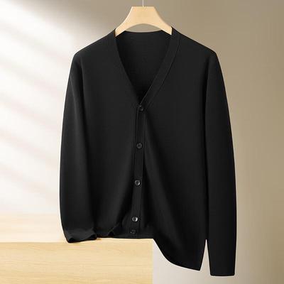 Dibenze Men's Plus Size V-Neck Wool Blend Knit Cardigan