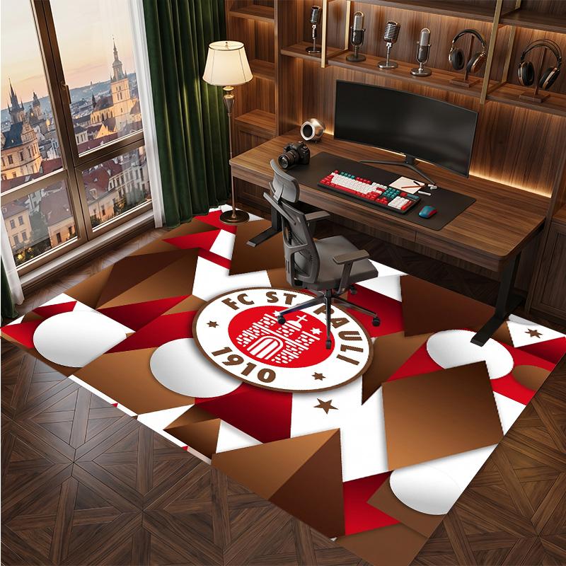 FC St. Pauli Voetbal Print Kristalfluweel Tapijt, Comfortabel Waterabsorberend Antislip Binnen Vloerkleed