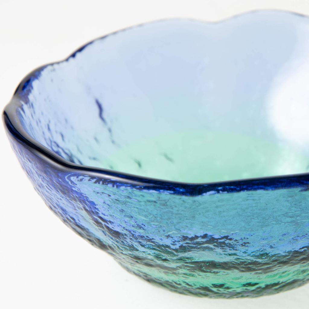 Toyo Sasaki Glass Small X Coral Sea Made In WA3301 Bowl, Blue/Green, Approx. 8.2 3.2cm, Design, Japan,