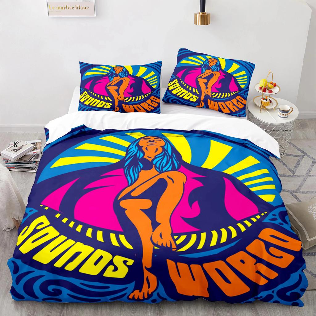 Retro Abstract King Queen Duvet Cover Colorful Vintage Bedding Set for Teens Adult Modern Art 3D Polyester Quilt Cover