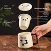 Gianxi Panda Tea Cup Tea Separation Ceramic Mark Cup With Lid For Women'S Personal Office Water Cup Coffee Cups Mug Tea Ceremony