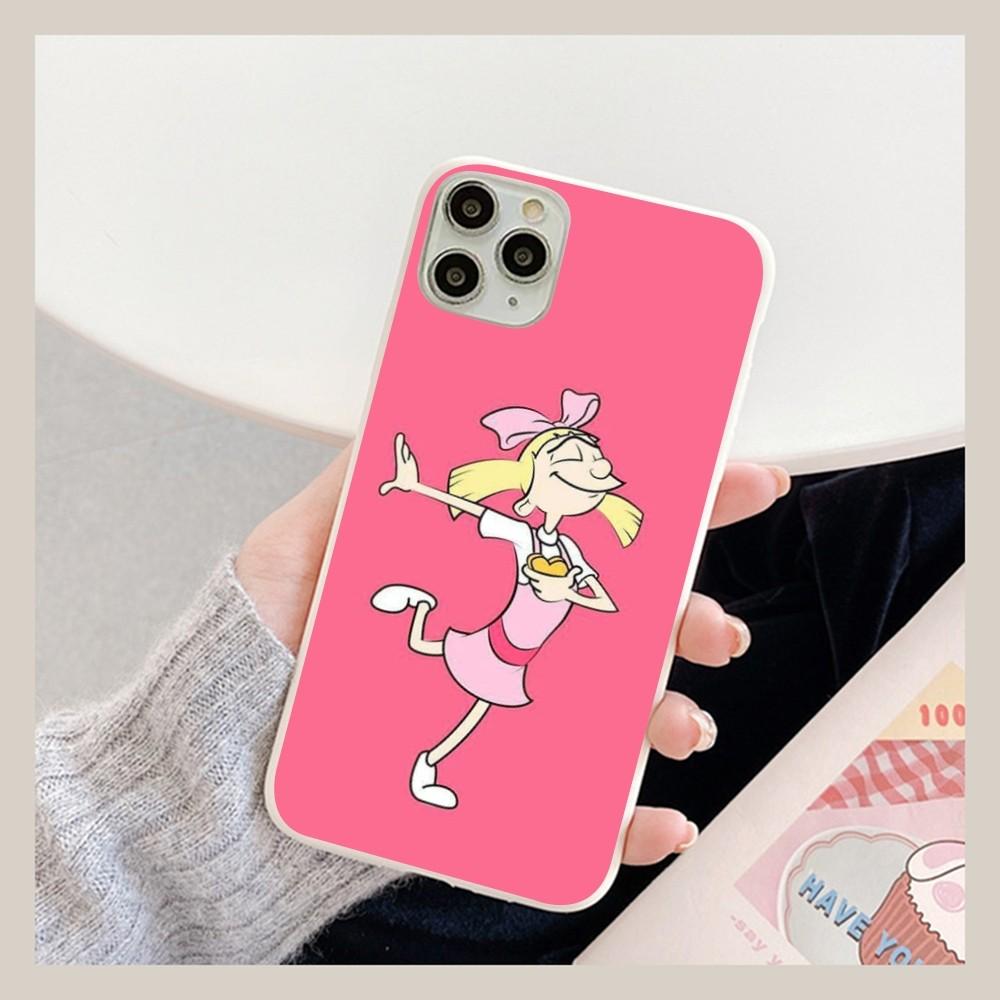 Hey Arnold Helga Bonito Phone Case For IPhone 14 11 12 13 Mini Pro Xs Max 8 7 6 6S Plus X XR Solid Candy Color Case