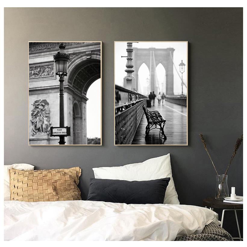 Paris Landscape Wall Art Canvas Painting Nordic Posters And Prints Black White Retro Poster Wall Pictures For Living Room Decor