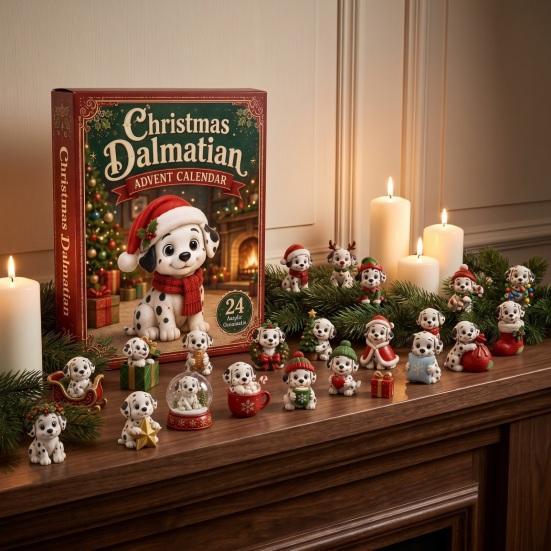 Interactive Holiday Games 2026 Dog Christmas Advent Calendar, 24-Day Acrylic Ornament Set with Mini Puppy Seasonal Party Supplies Figures,
