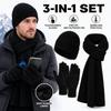 3Pcs/Set Non Slip Knit Beanie Snood Set Warm Scarf Neck Warmer Suit Touchscreen Gloves for Men