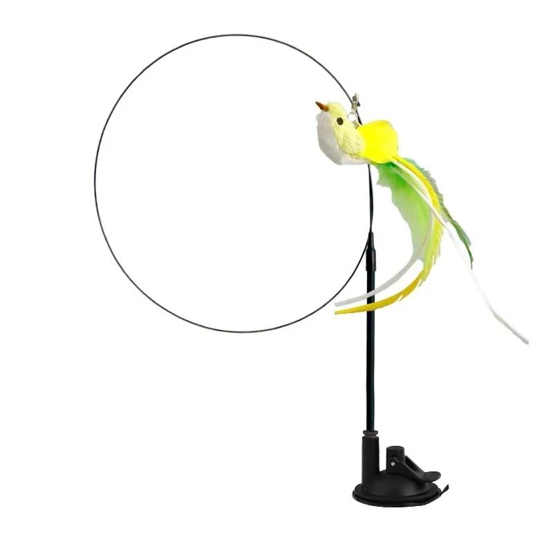 Simulation Bird Cat Toys Funny Interactive Peacock with Bell Cat Stick Toy for Kitten Playing Teaser Wand Toys Pet Cats Supplies