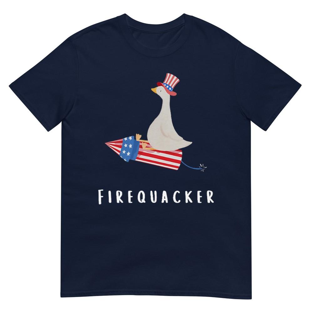 Funny Goose Fourth Of July Firequacker Independence Day Cute TShirt S