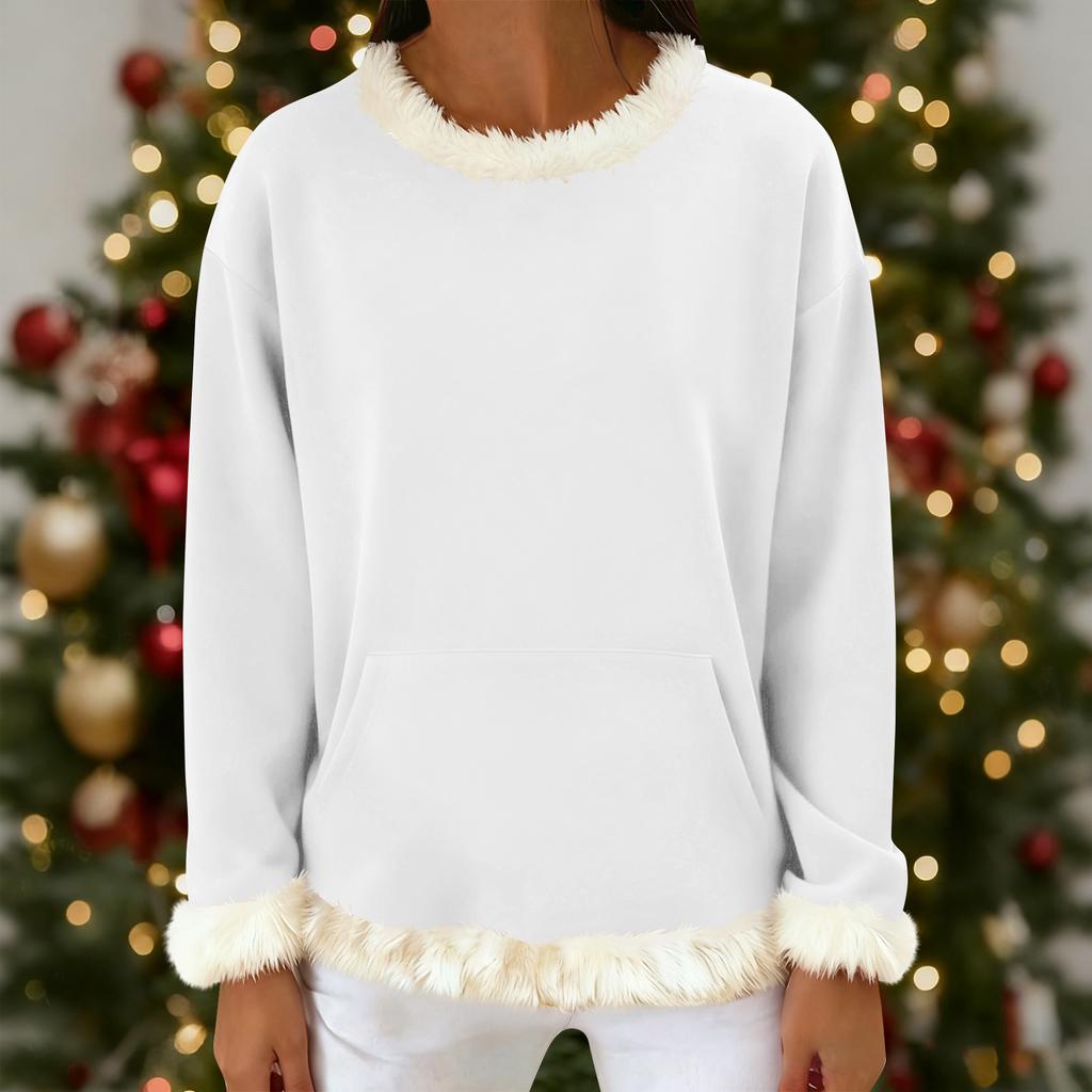 Women's Casual Solid Color Long-Sleeved Hoodless Sweatshirt