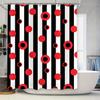 Red White Round Dot Striped Shower Curtain for Bathroom Decor Modern Waterproof Fabric, Customizable Size Available On AliExpres