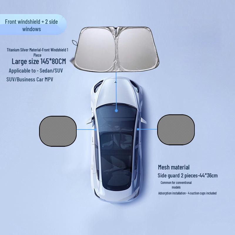 Car Windshield Sunshade Curtain - Front Window Sun Blocker & Heat Insulation Cover