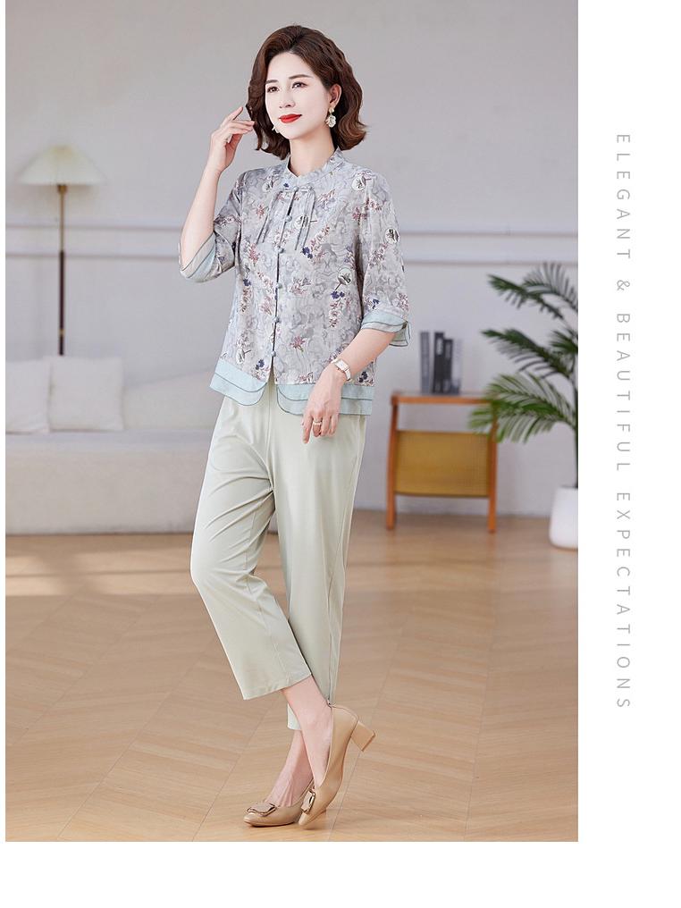 Muttertag Ethnische Stil Kurzarm Sommerbluse für Damen: Altersreduzierender Neuer Chinesischer Stil