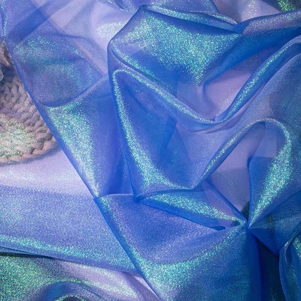 New Colorful Laser Organza Fabric 100*150cm Silk Cloth Fabric Gradient Color DIY Material Clothing Designer