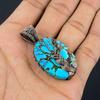 Tibetan Turquoise Pendant, 999 Copper Wire Wrapped Gemstone Jewelry, Handmade Pendant, For Thanksgiving