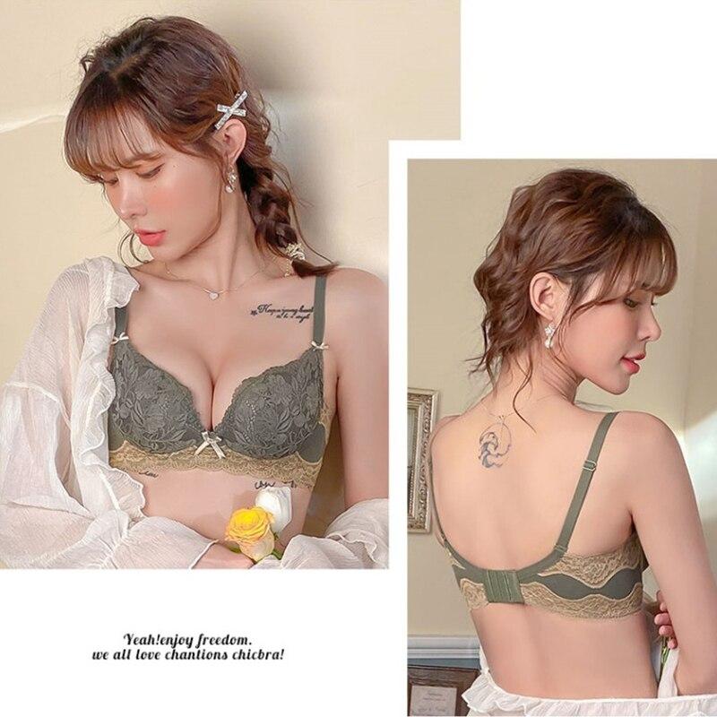 Flarixa Intimo in lattice taglie forti da donna senza anello in acciaio reggiseno push up senza schienale sexy bralette in pizzo top reggiseni attivi morbidi e traspiranti