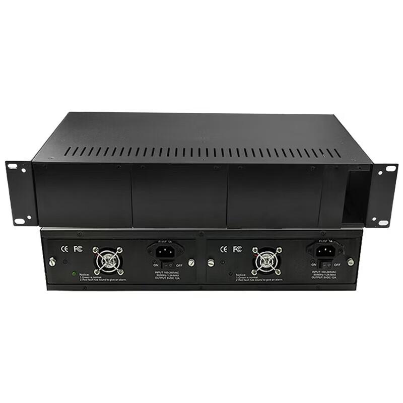14-Slot Dual Power Fiber Optic Transceiver Chassis