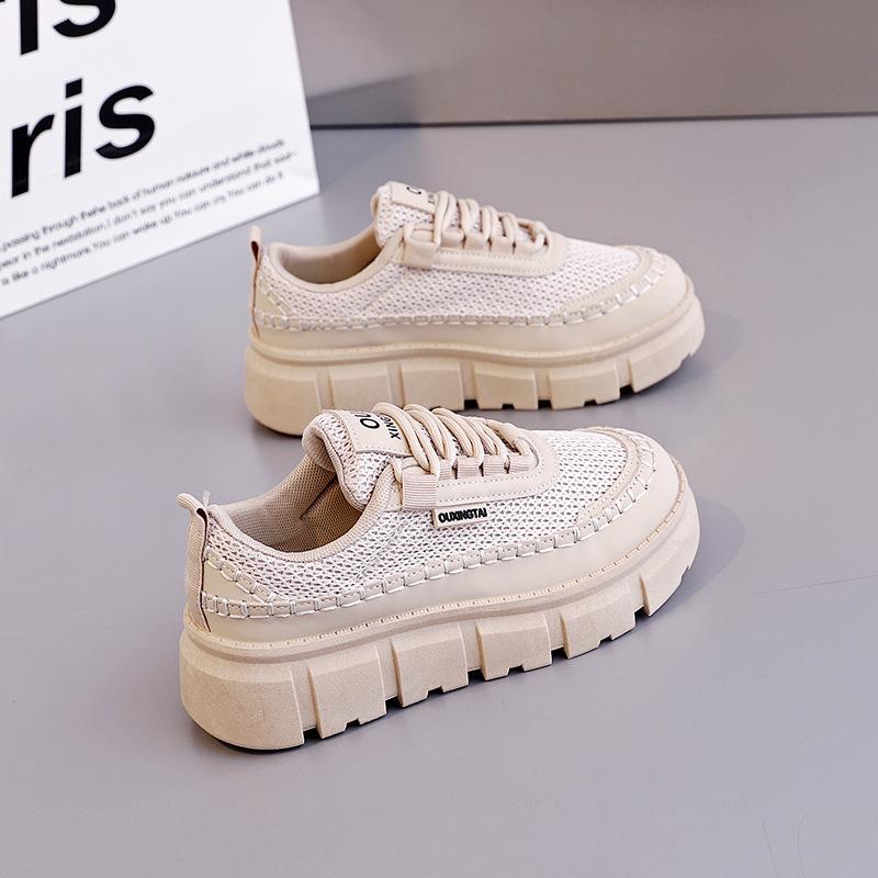 Spring mesh breathable outdoor board shoes women's thick sole lightweight simple casual shoes versatile sports running shoes
