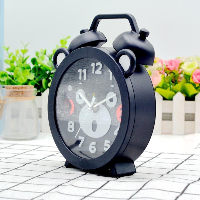 Clock Creative Cartoon Black Bear Bell Three-dimensional Digital Alarm Clock Student Household Products Company Gifts